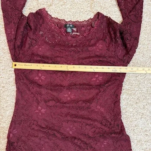 Lily & Lola Womens Lace Bodycon Dress Burgundy Stretch Size XL - Picture 5 of 10